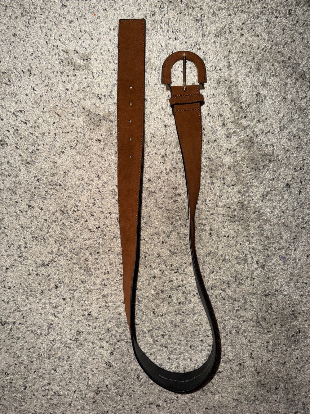 H&M genuine leather Brown Suede Belt with Round Buckle